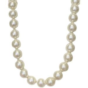 Vintage Classic Long White Traditional Glass Faux Wedding Pearl necklace 44”